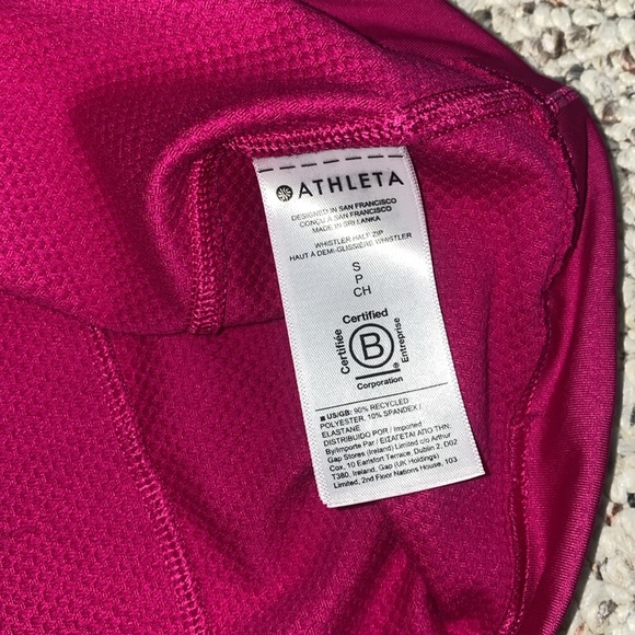 Athleta FUCHSIA PINK 1/4 Zip Up Long Thumb Hole Sleeve High Neck Top small s - Picture 13 of 13